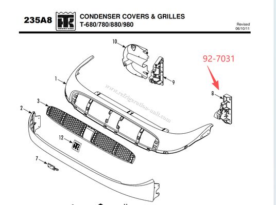 927031/92-7031 THERMO KING shell bracket available for the T-600M T-800M T-780PRO T-780E T-680Pro T-880Pro T-980Pro cover support