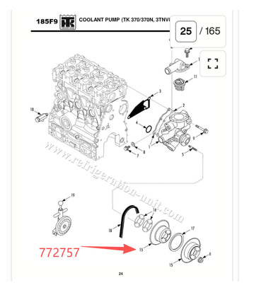 772757 THERMO KING engine model TK370/TK376/TK486 water pump V pulley alternative parts